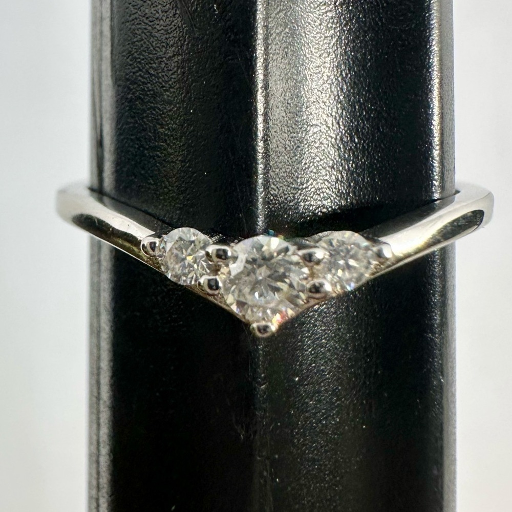 Moissanite Wedding Band Three Stone Anniversary Ring Guard Round GRA Certified - Picture 3 of 17